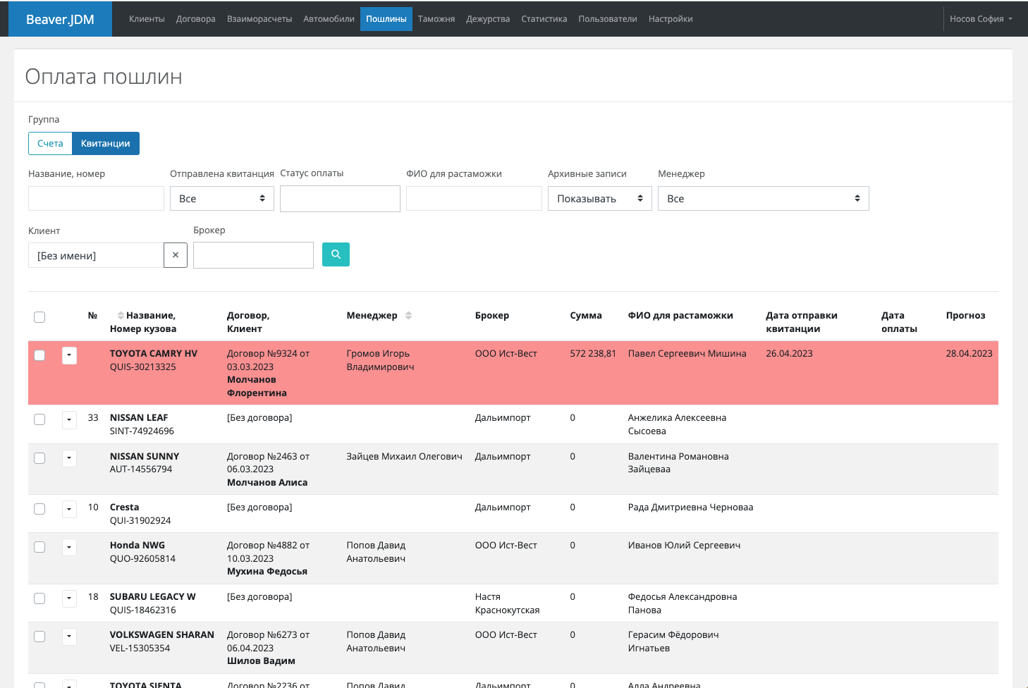Учет оплаты пошлин